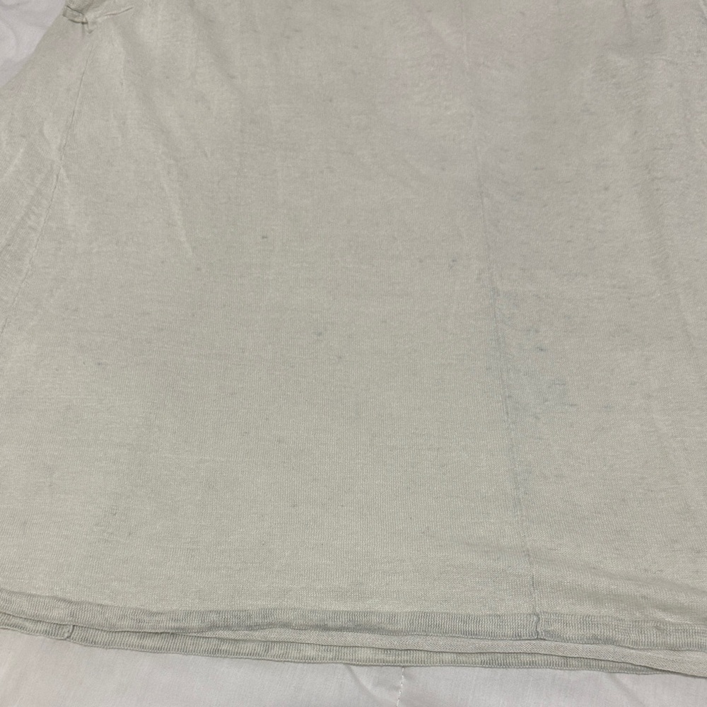 Eileen Fisher Tri-Blend Cream-Gray V-Neck Short Sleeve Top - Picture 14 of 15